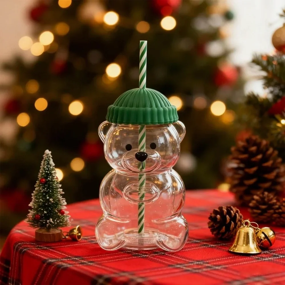 Green Bear Shaped Party Cup with Straw